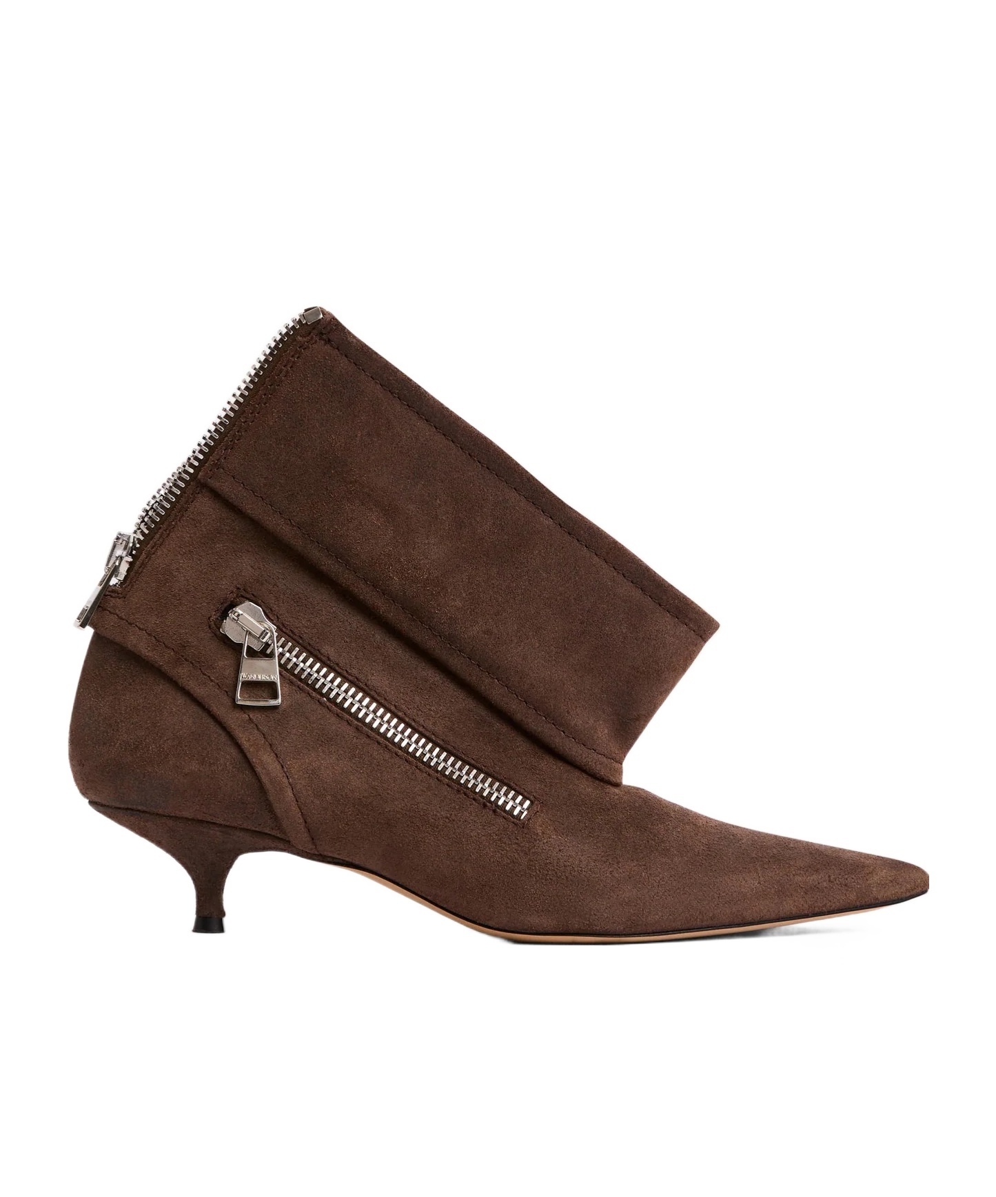 Jw Anderson Biker Suede Kitten-heel Booties In Brown