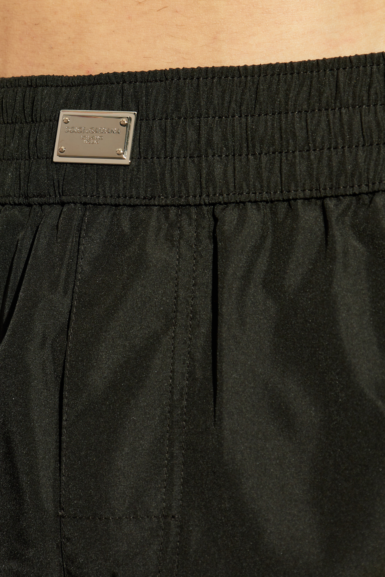 Dolce & Gabbana Elastic Waist Swimming Trunks In Black