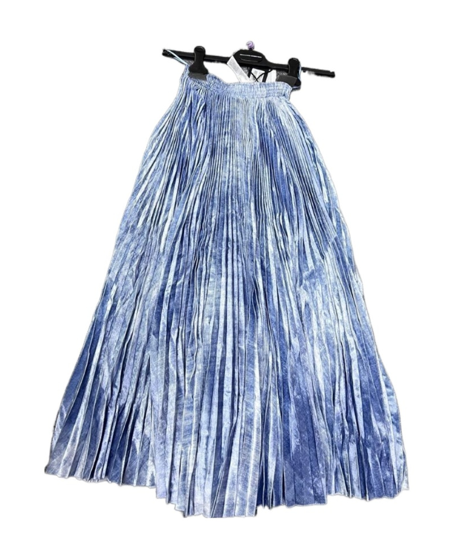 Ermanno Scervino Collision Color Pleated Skirt In Blue