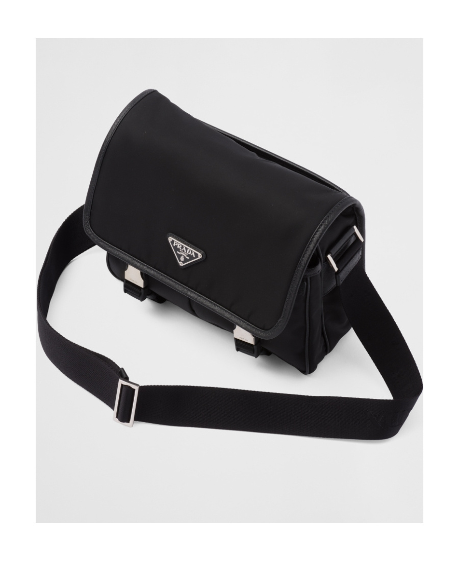 Prada Re-nylon Triangle-logo Crossbody Bag In Black