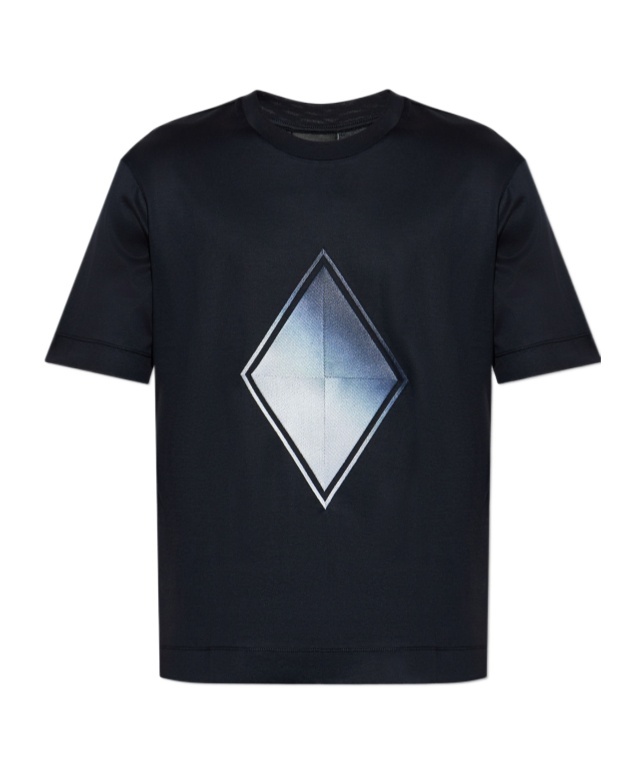 Emporio Armani Diamond-print T-shirt In Black