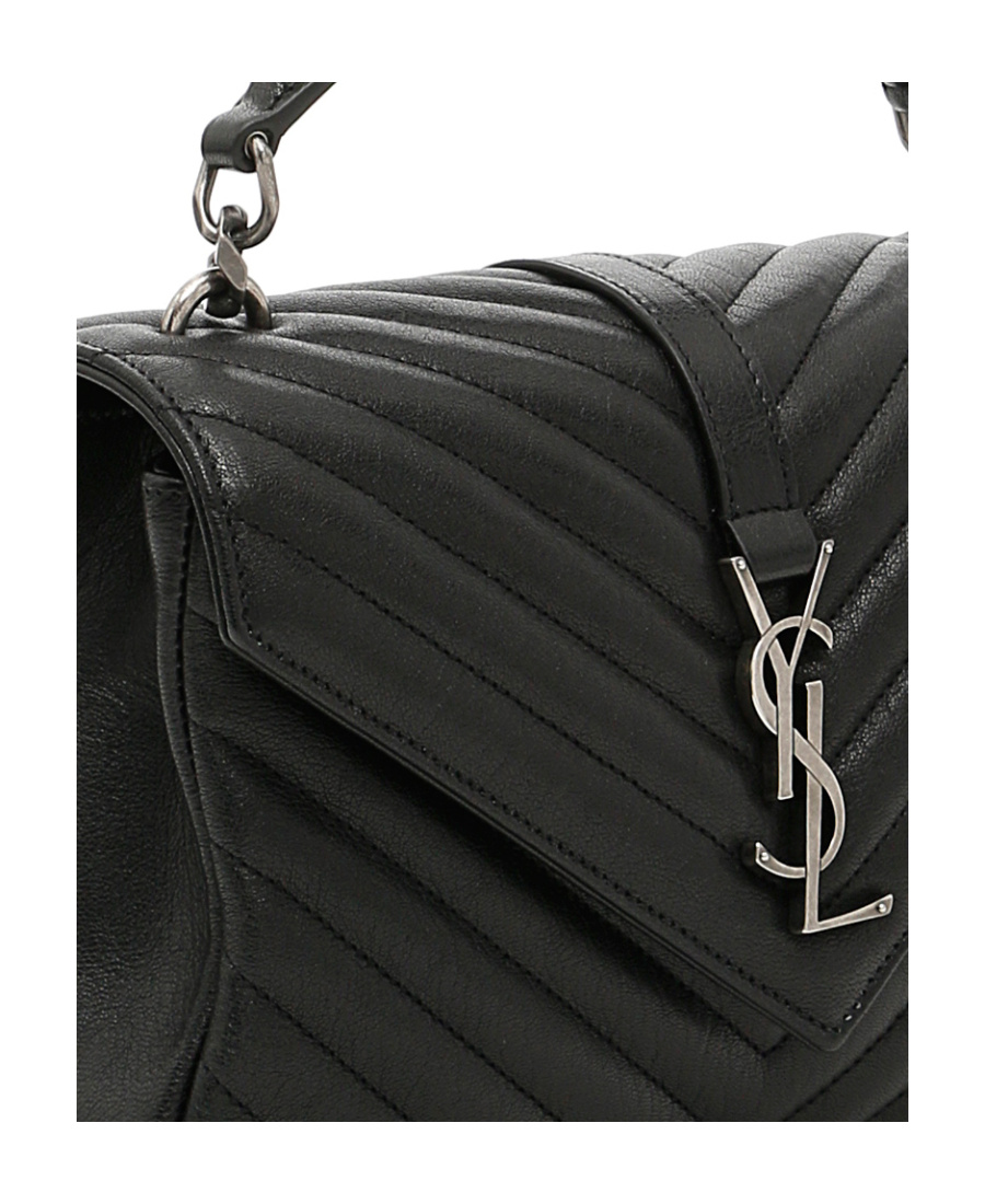 Saint Laurent College Medium Leather Shoulder Bag In Black