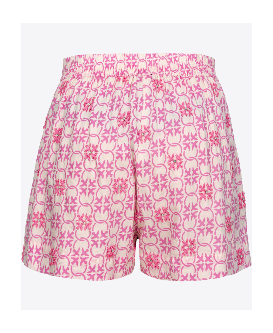 Pinko Monogram-pattern High-waist Shorts In Pink