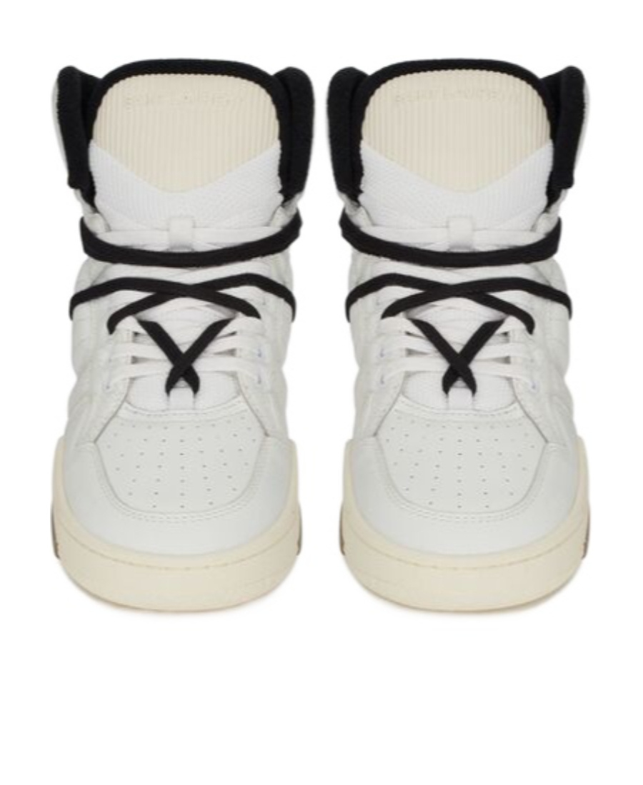 Saint Laurent Smith Striped Hi-top Sneakers In White