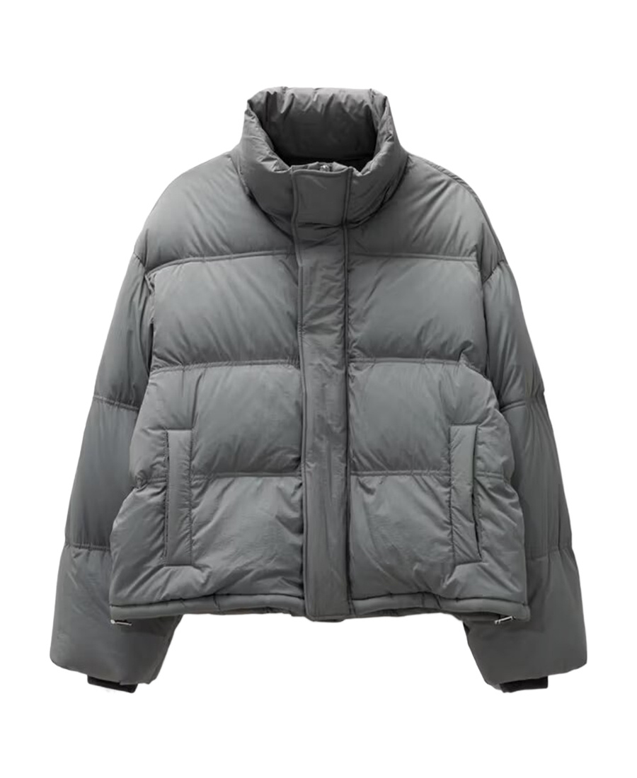 Ami Alexandre Mattiussi Long-sleeved Hooded Down Jacket In Gray