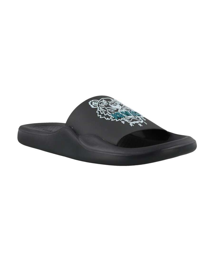 Kenzo Tiger Pool Mules In Black