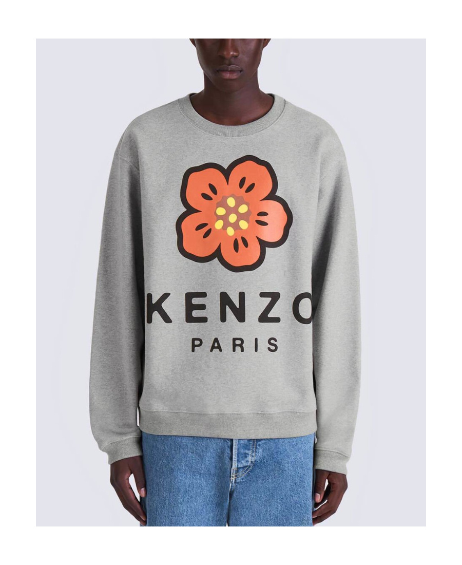 Kenzo Logo Print Cotton Sweatshirt In Nude