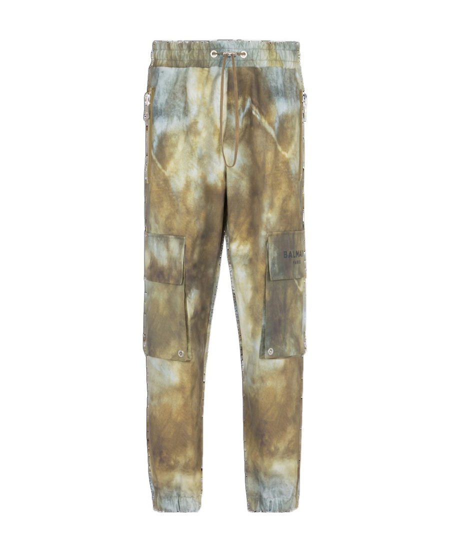 BALMAIN DESERT PRINT COTTON CARGO TROUSERS