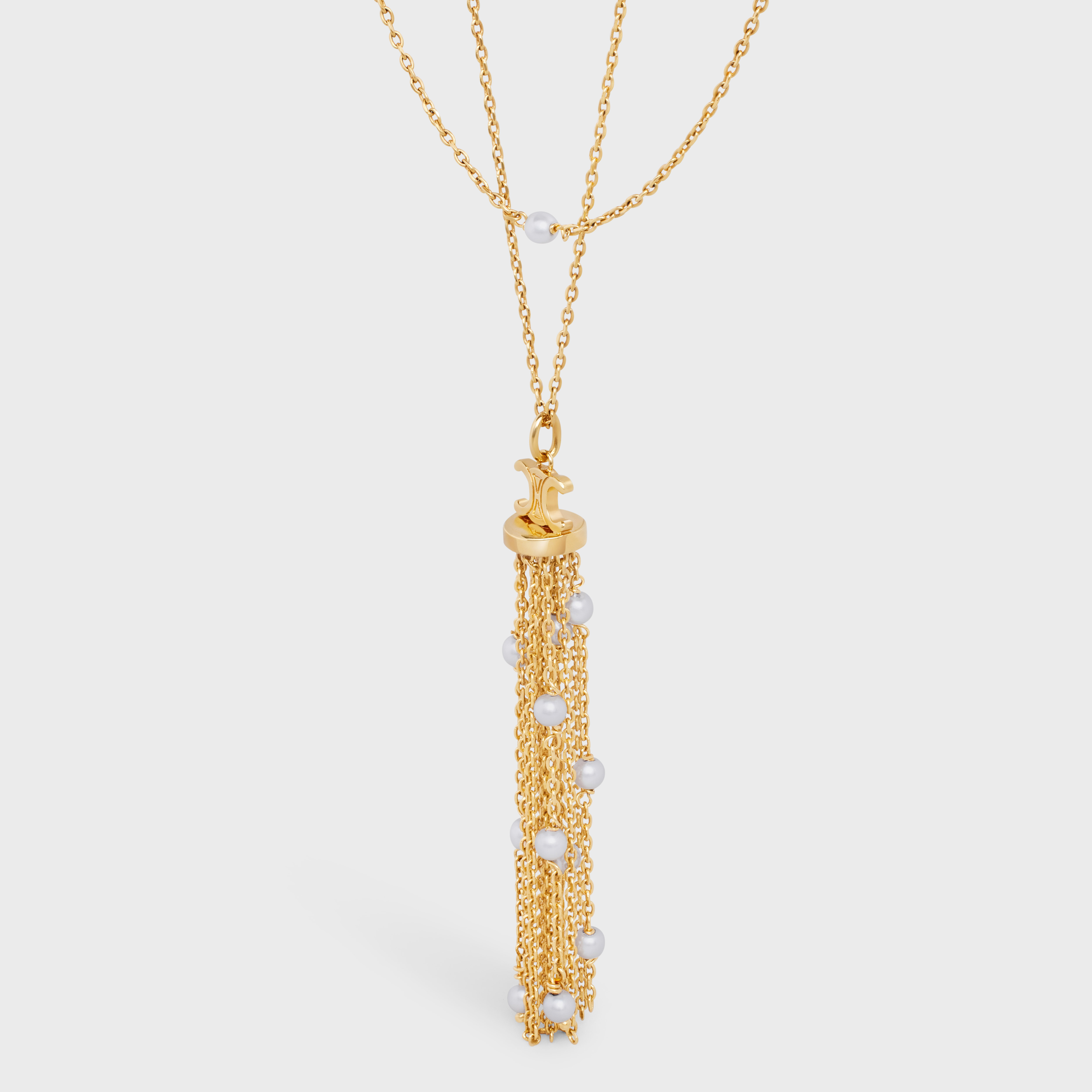 Celine Triomphe Beaded Necklace In Yellow