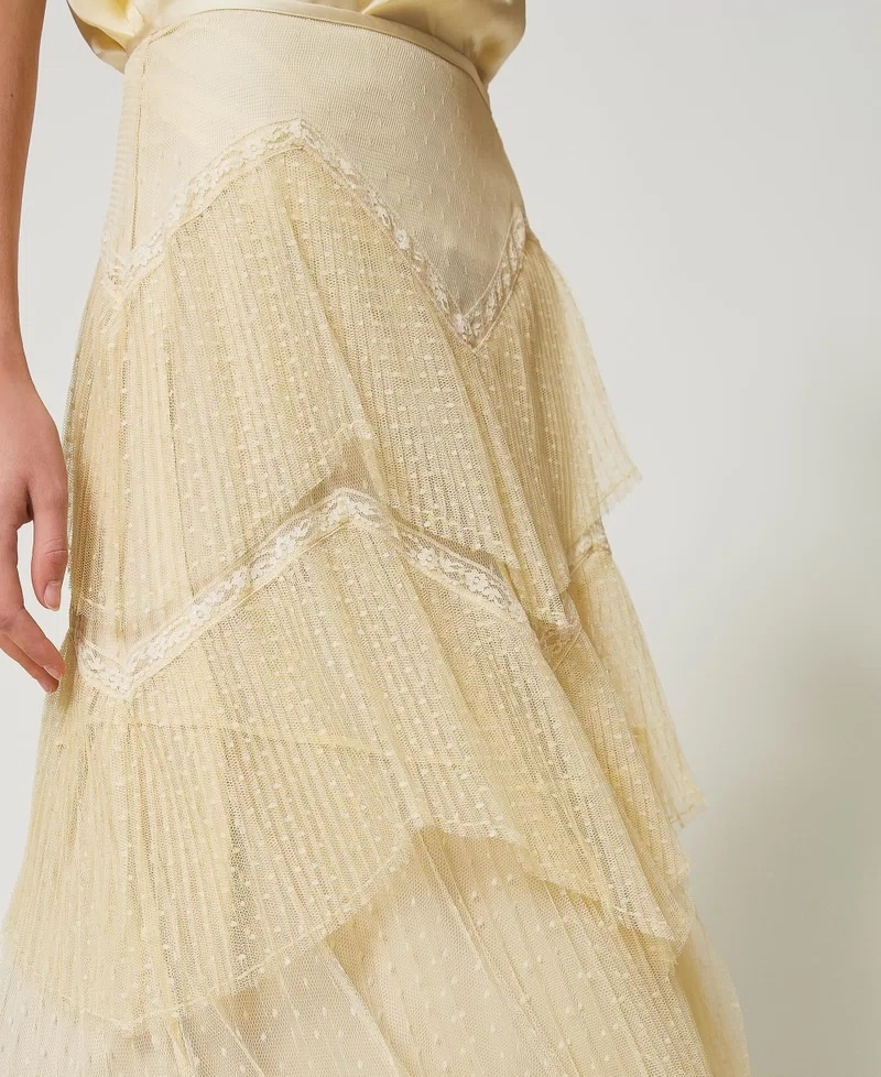 Shop Twinset Pleated Tulle Maxi Skirt