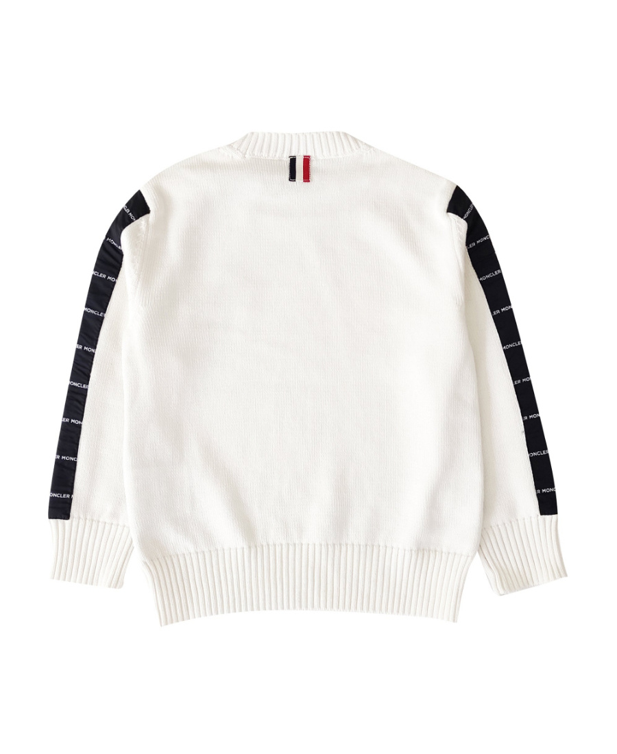 Moncler Two-tone Logo-print Jumper In White