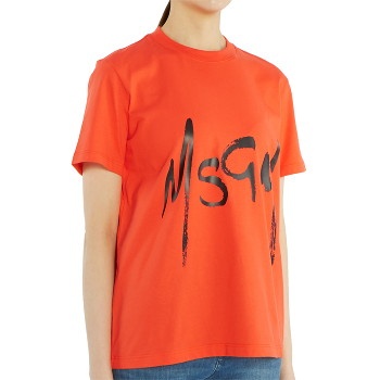 Msgm Logo T-shirt In Orange