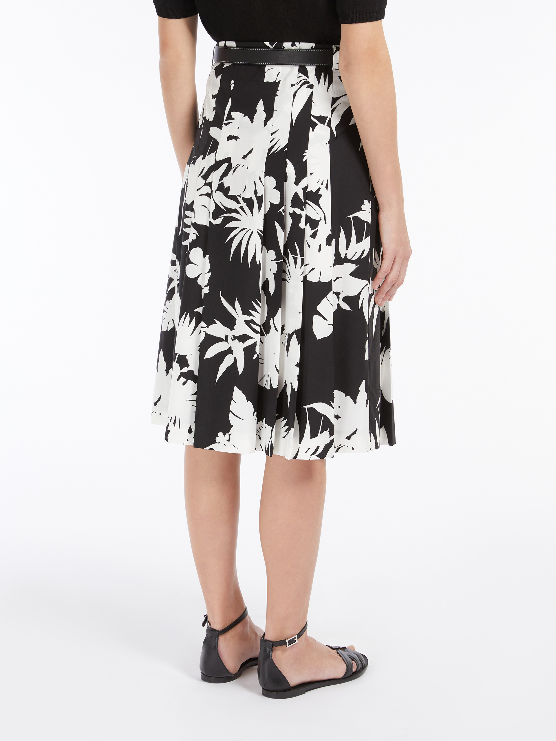 Max Mara Upe Pleated In Printed Popeline In Black