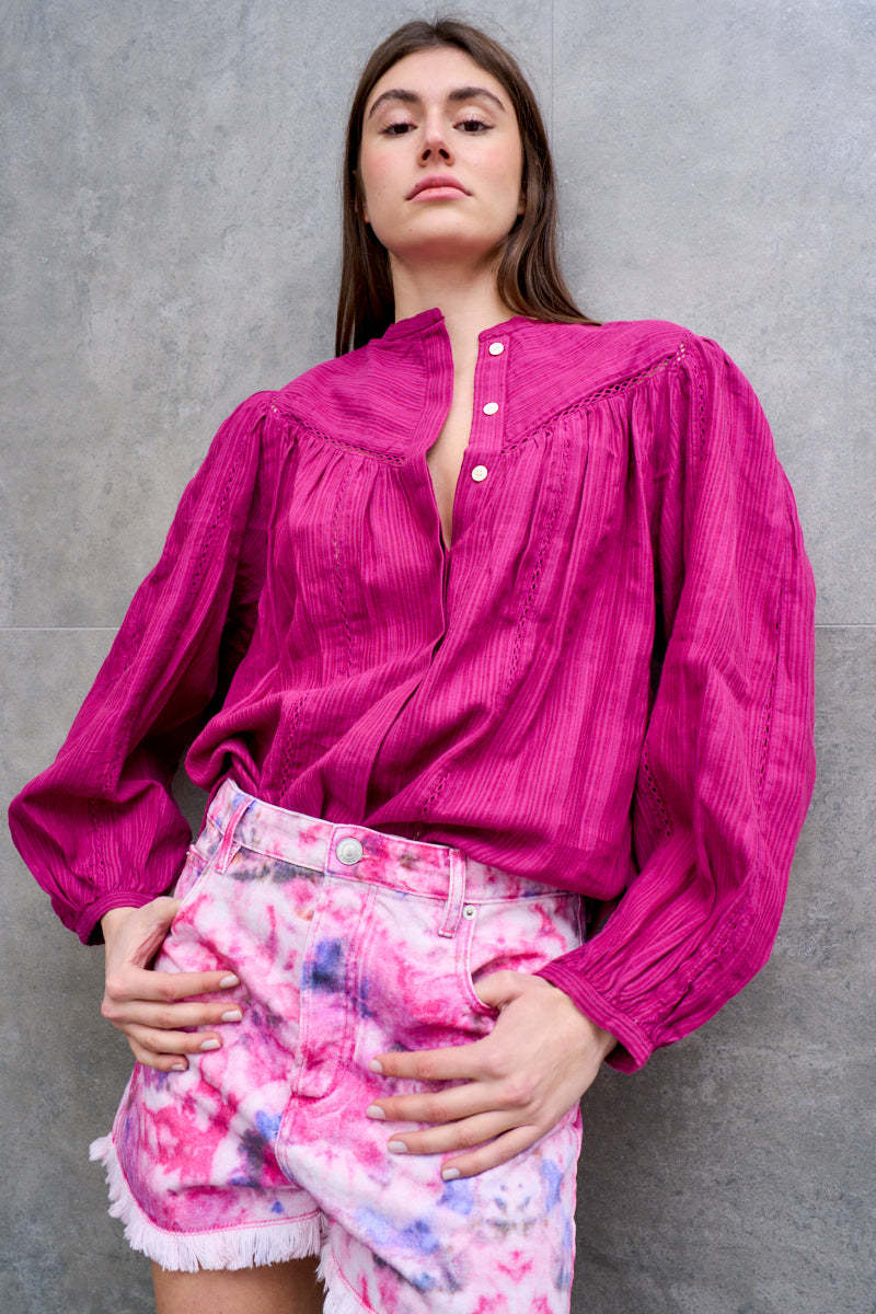 Shop Isabel Marant Étoile Long-sleeved Blouse In Red