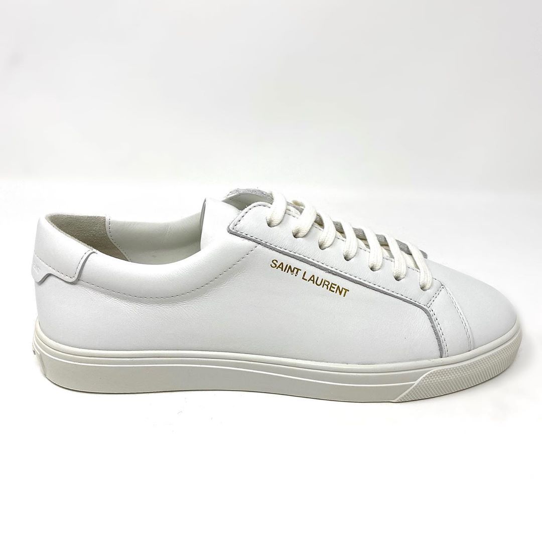 Saint Laurent Andy Low Top Leather Sneakers In White