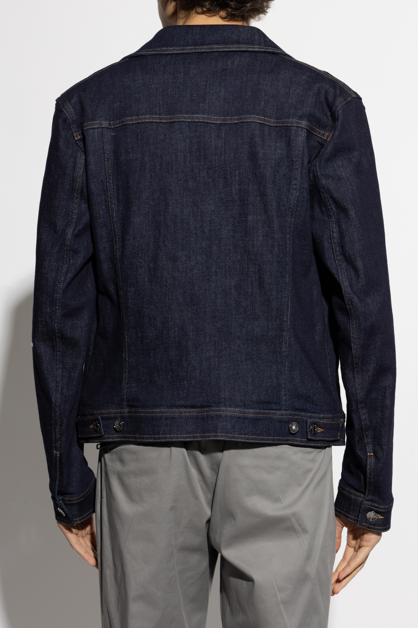Dolce & Gabbana Classic Denim Jacket With Structured Silhouette In Black
