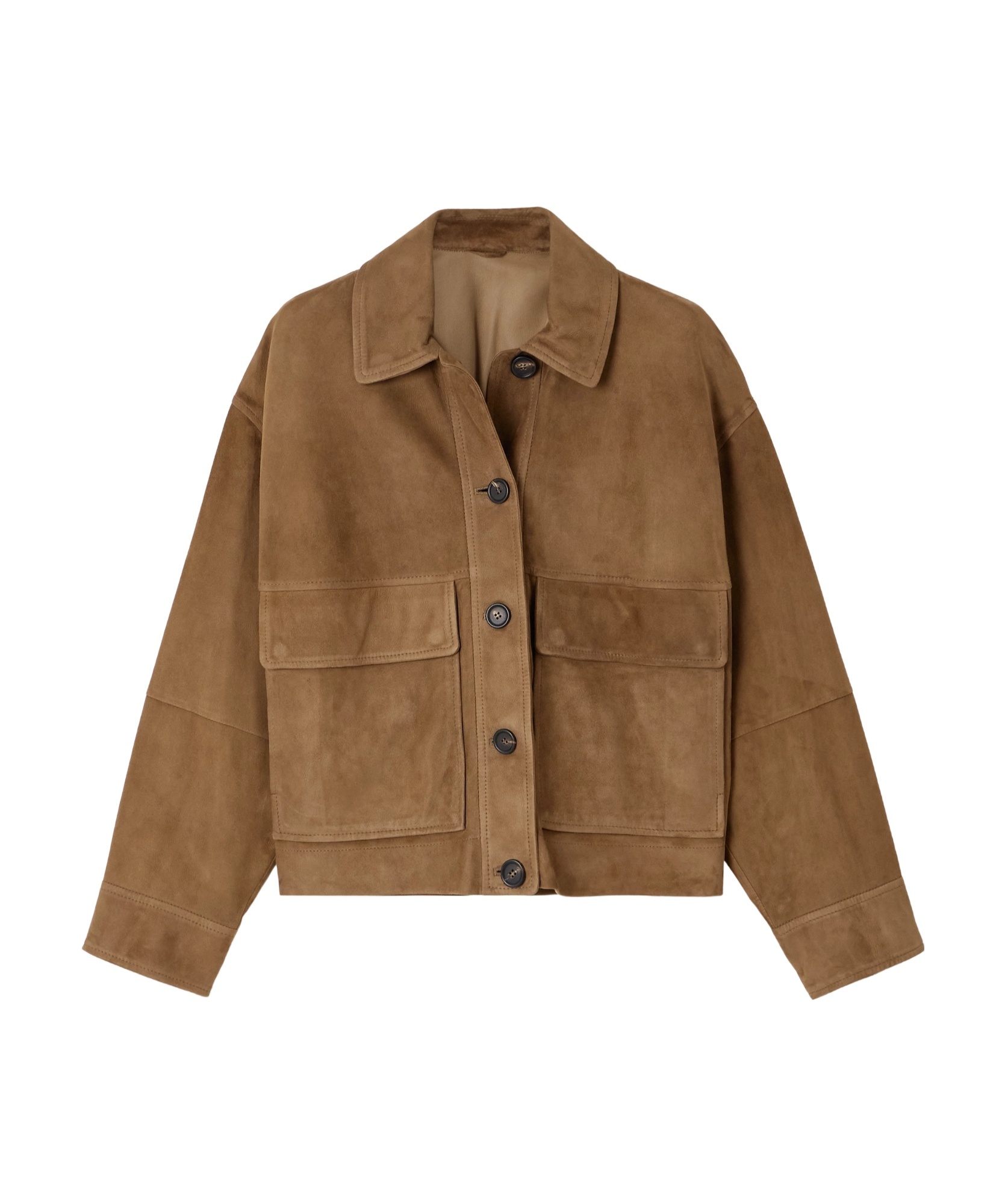 Brunello Cucinelli Long-sleeved Leather Jacket In Brown