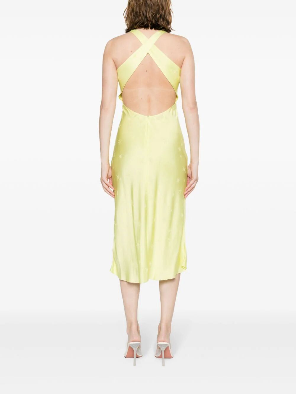 Forte Forte Star-jacquard Satin Midi Dress In Yellow