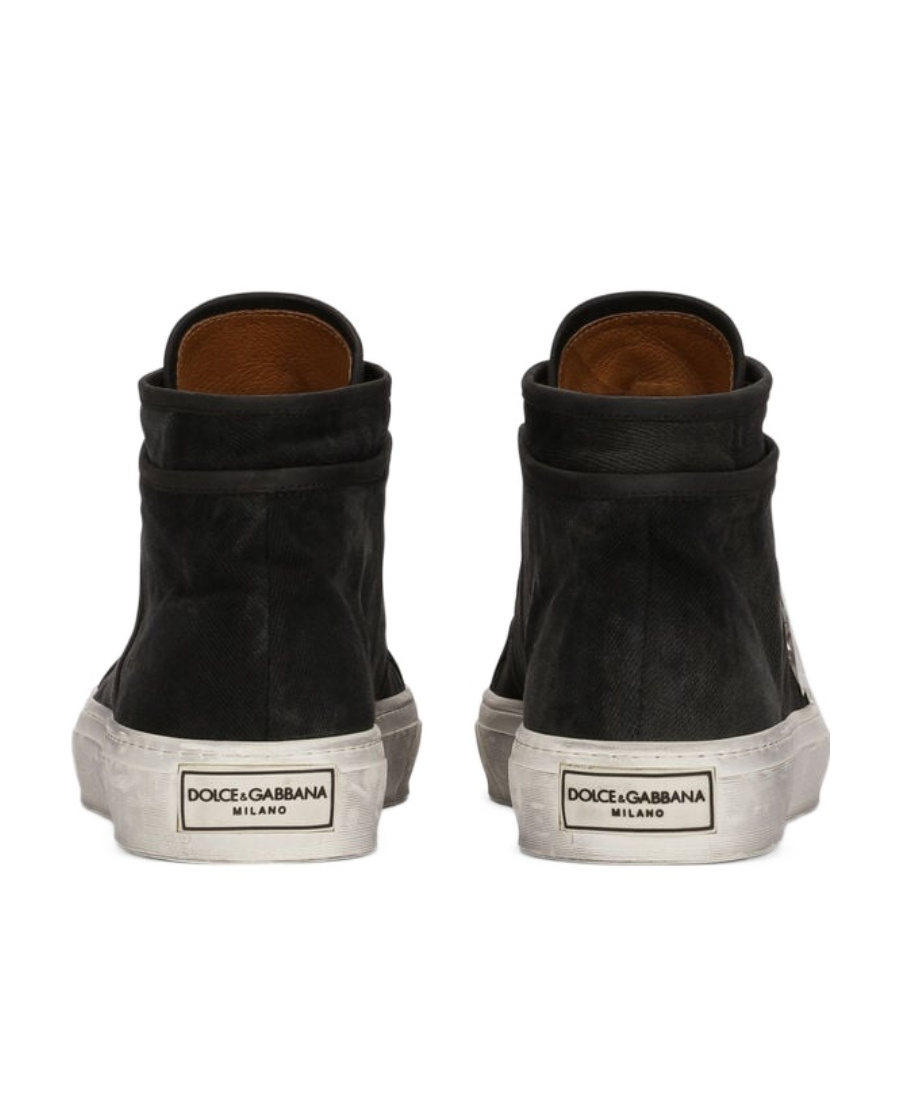 Dolce & Gabbana Re-edition Vintage Mid Top Sneakers In Black