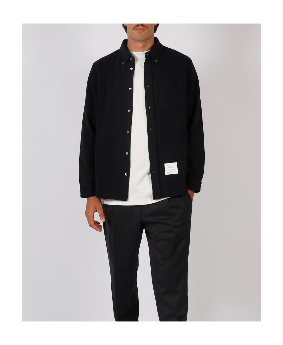 Thom Browne Oversized Herringbone Shirt In Black