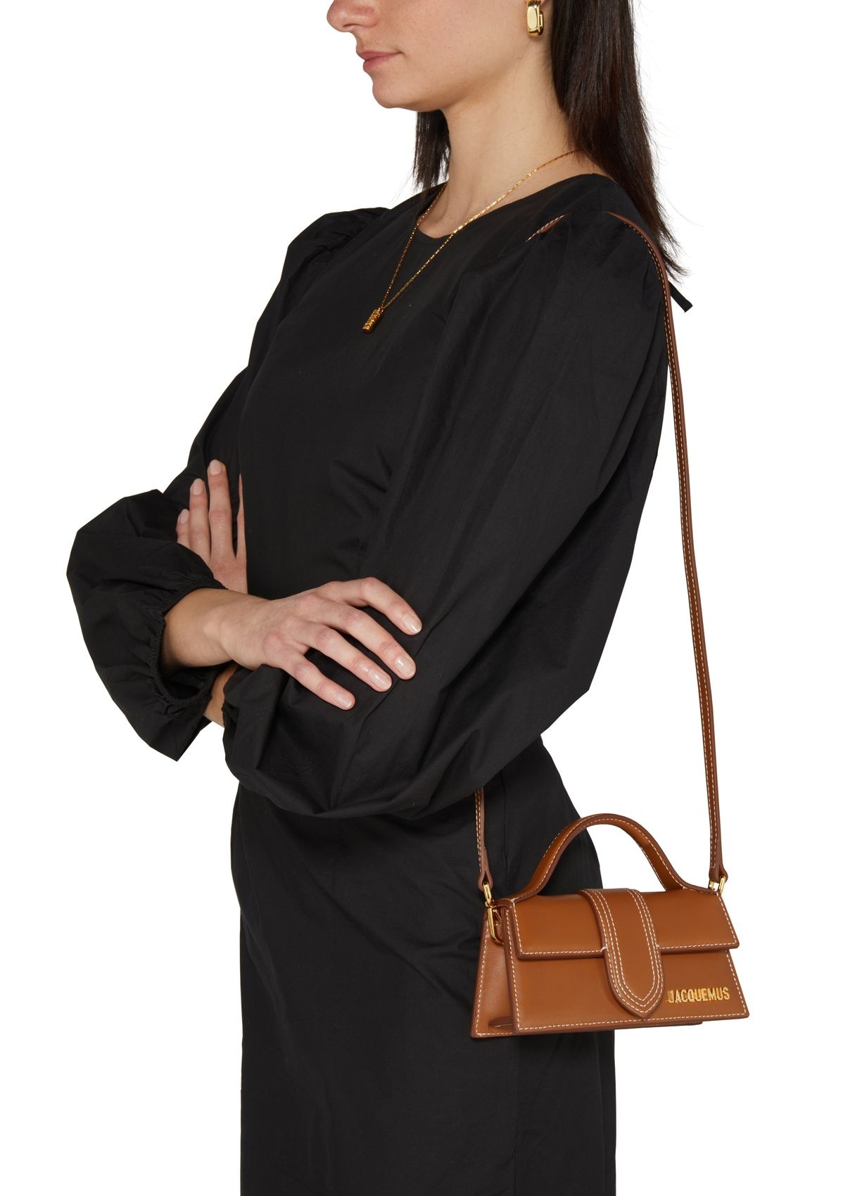 Shop Jacquemus Bambino Flip Shoulder Bag In Brown