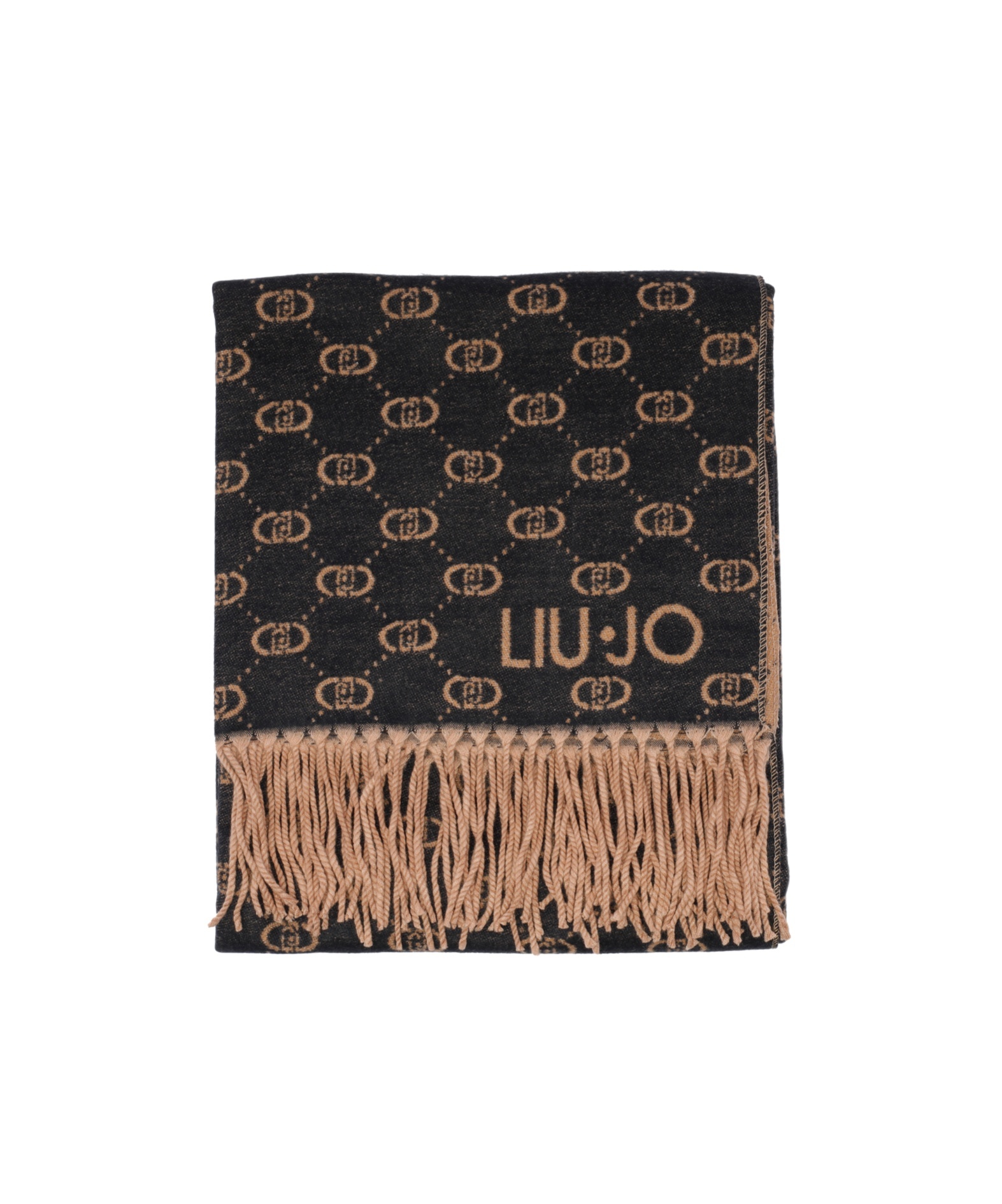 Liu •jo Logo-jacquard Scarf In Black