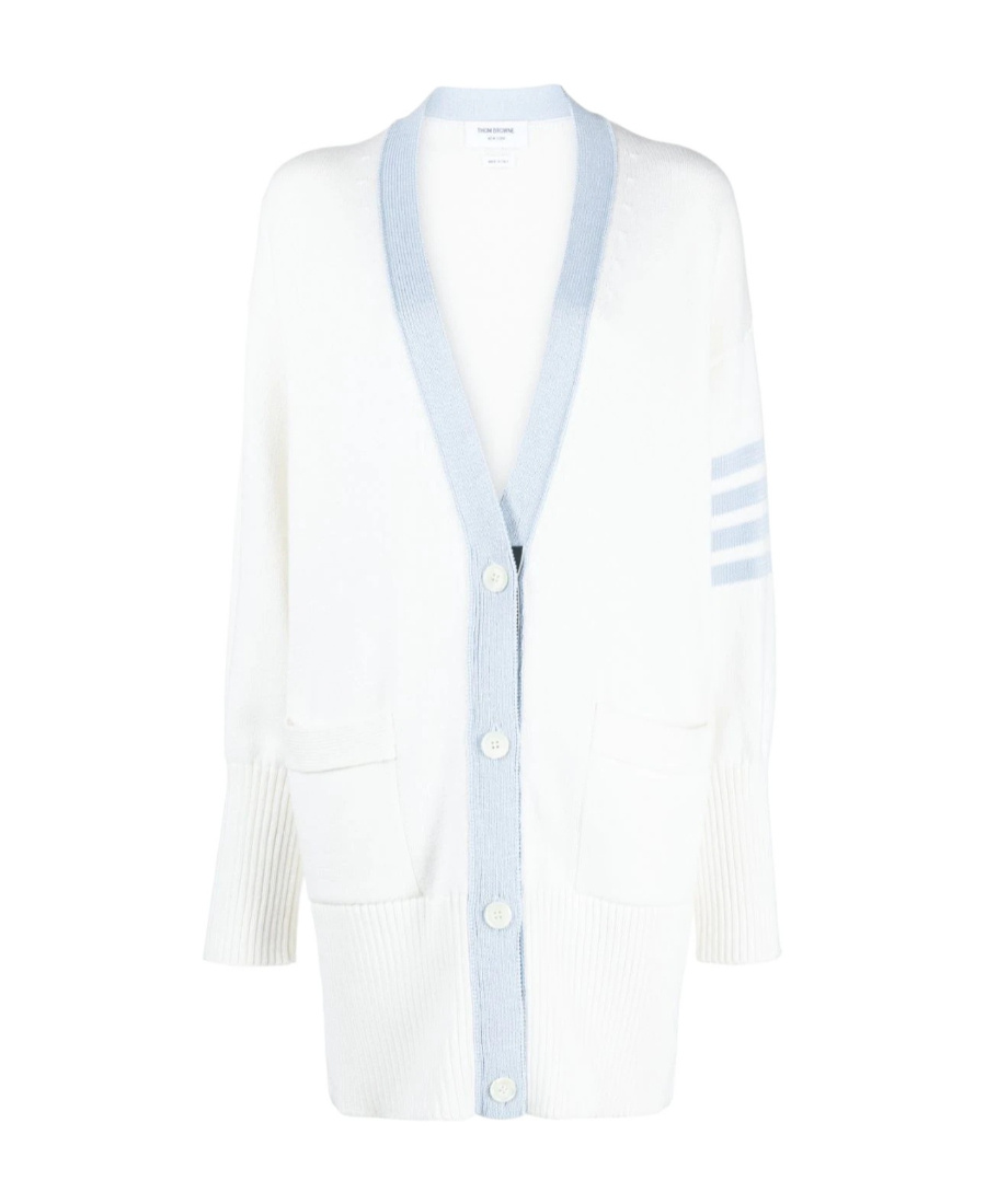 Thom Browne 4-bar Cotton Cardigan In White