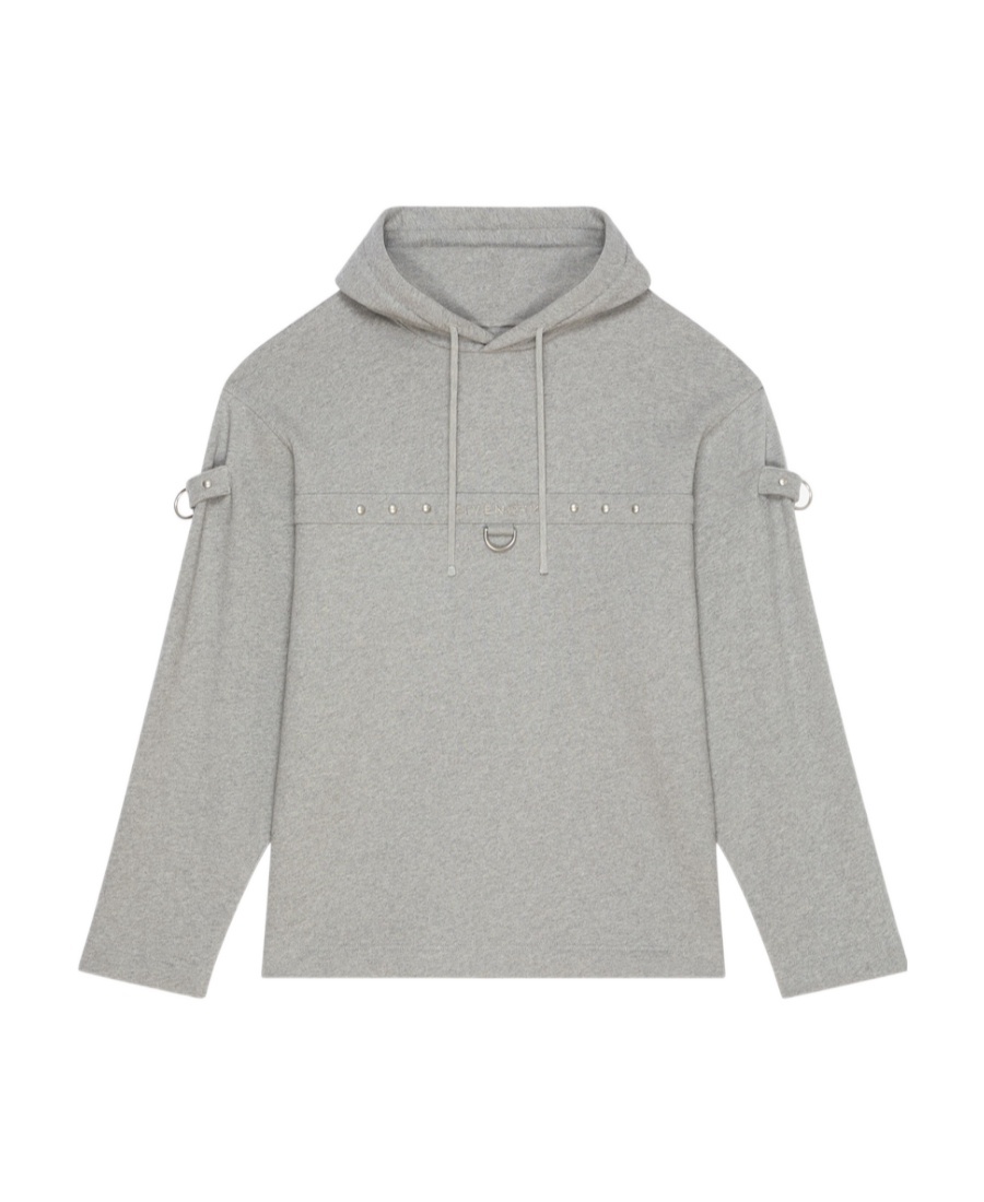 Givenchy D-ring Drawstring Hoodie In Gray