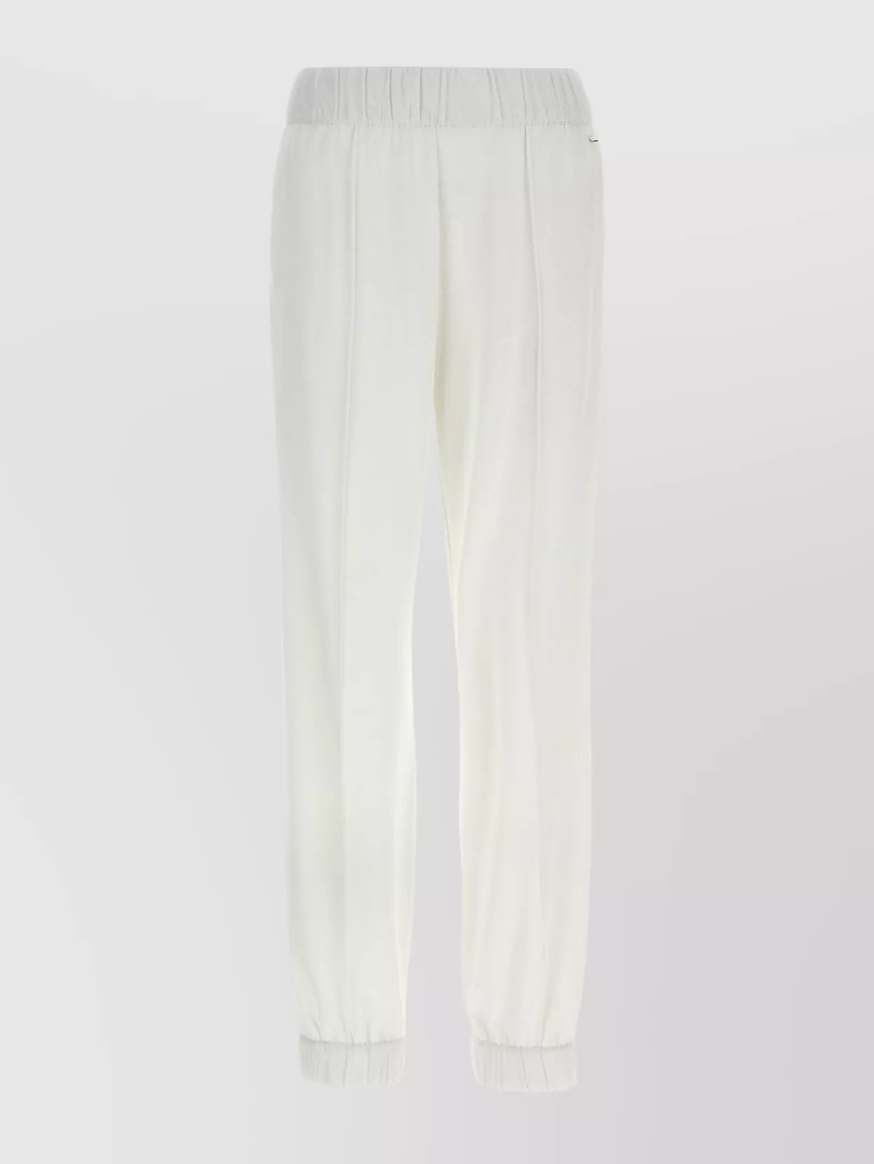 Herno Elastic Waistband Cuffed Hem Side Pockets Trousers In White