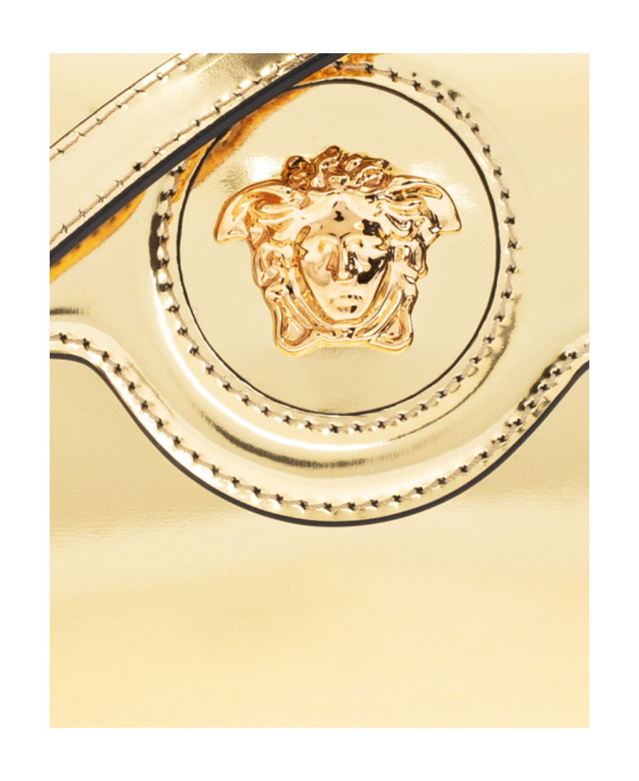 Versace Medusa Polished Leather Bag In Nude