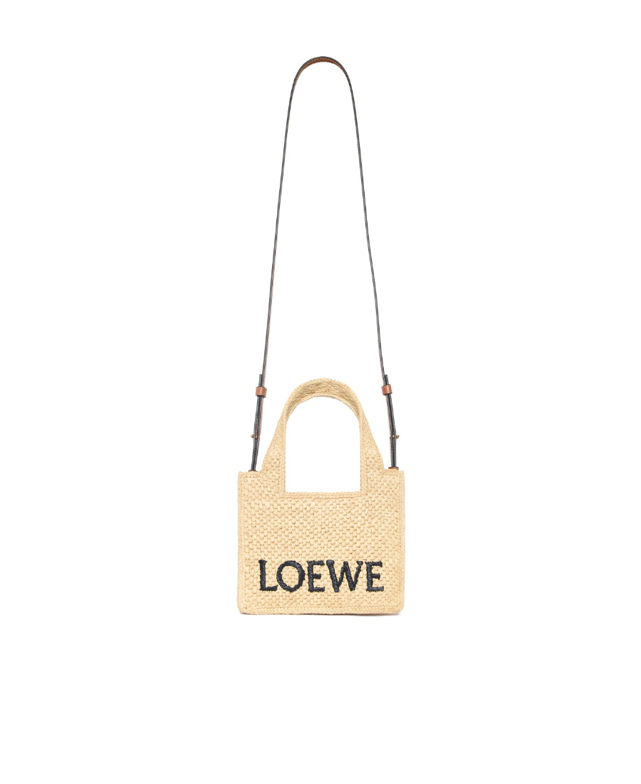 Loewe Logo-embroidered Raffia Tote Bag In Nude