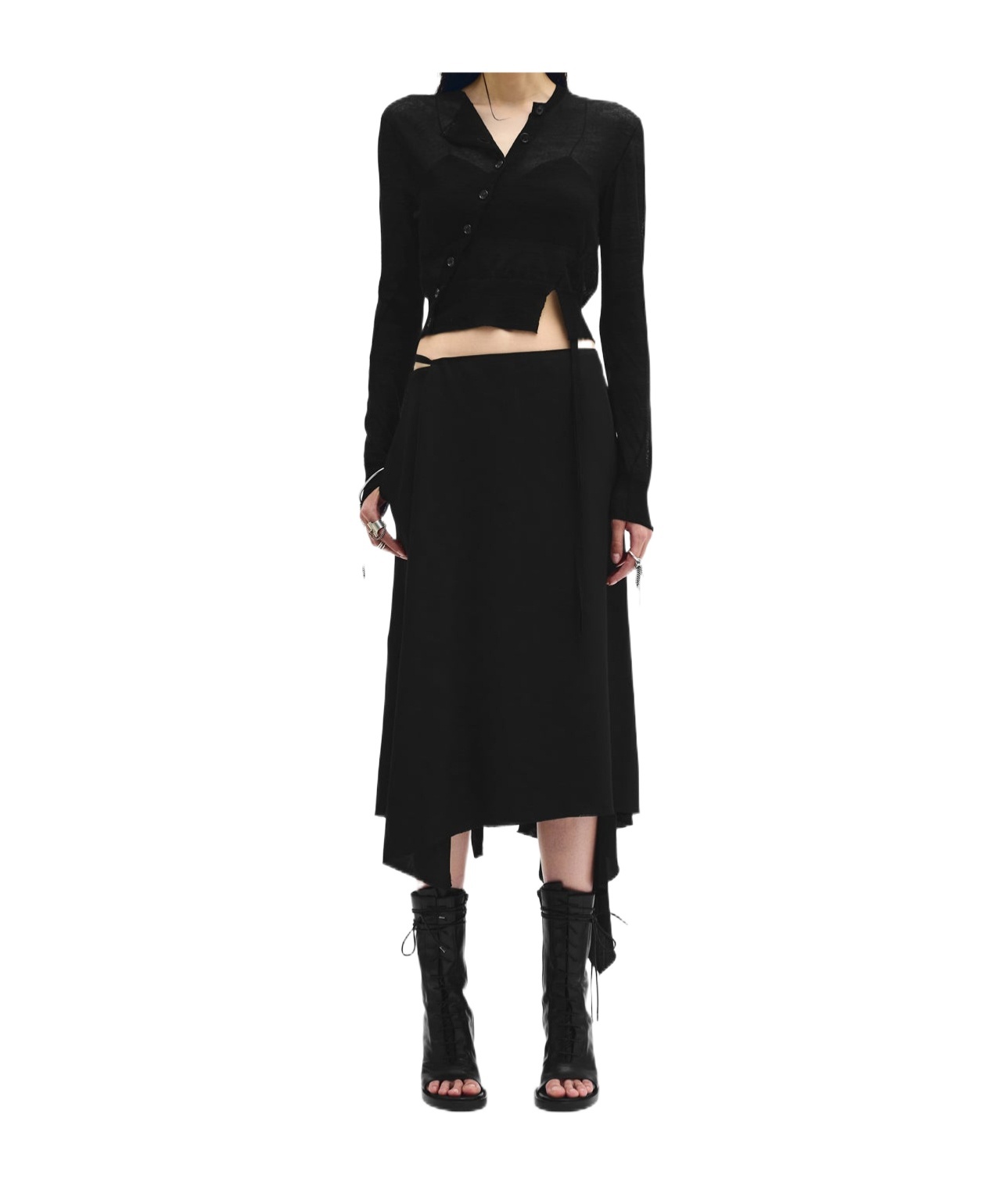 Ann Demeulemeester Magga Cropped Twisted Cardigan In Black
