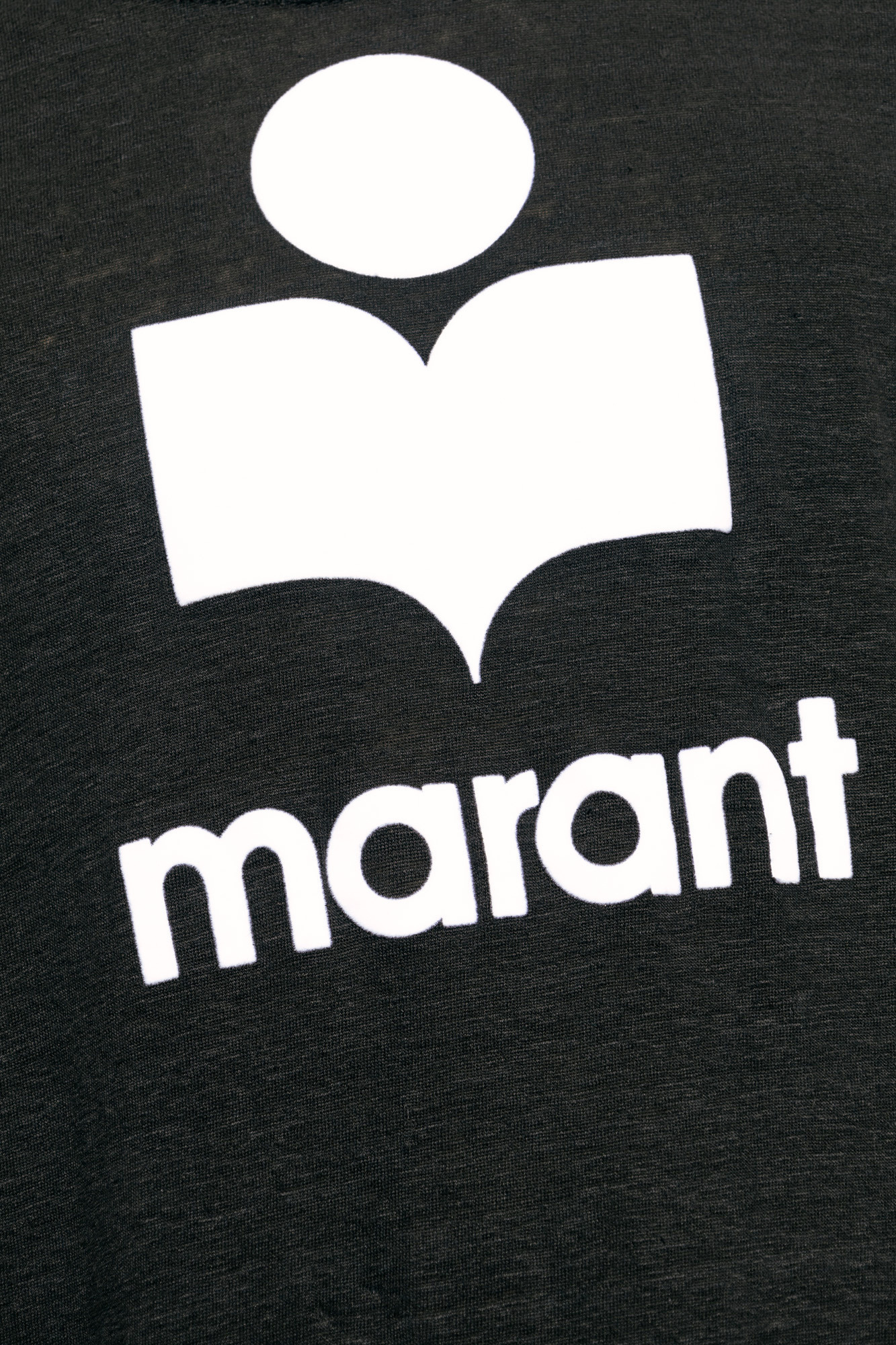 Isabel Marant Linen T-shirt With Iconic Logo Design And Finish In Black