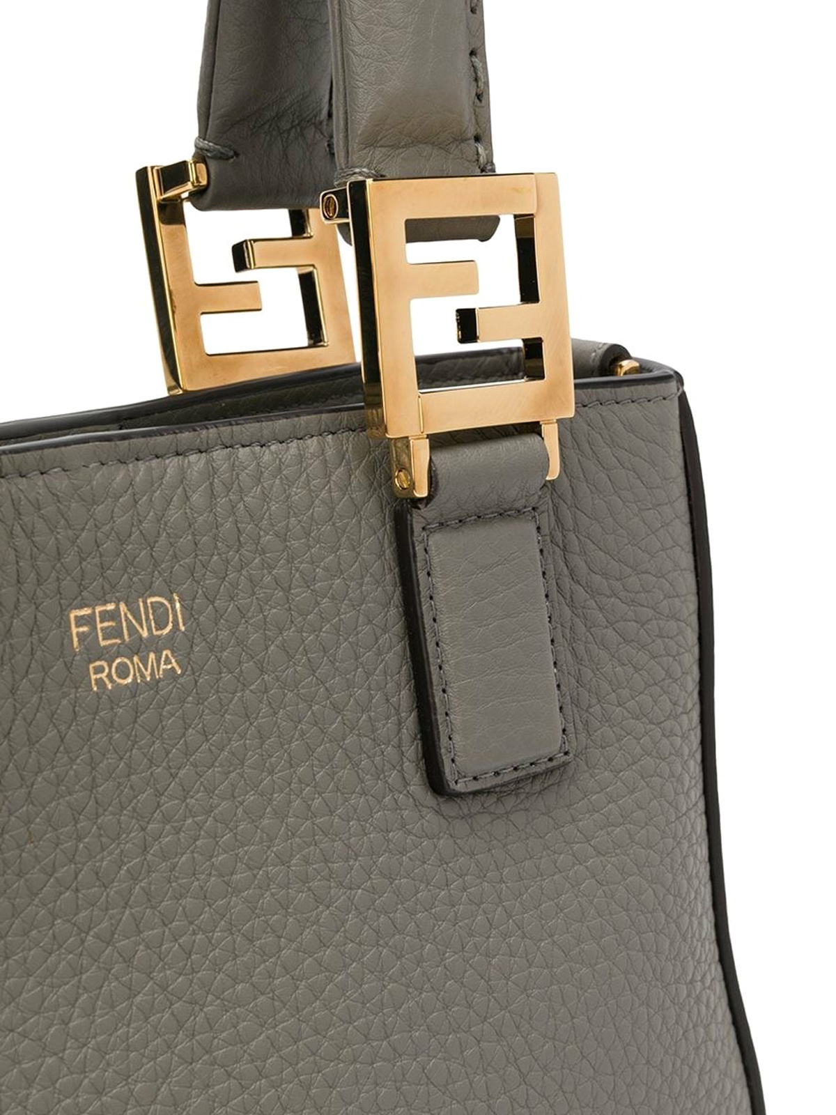 Fendi Mini Ff Motif Tote In Grey