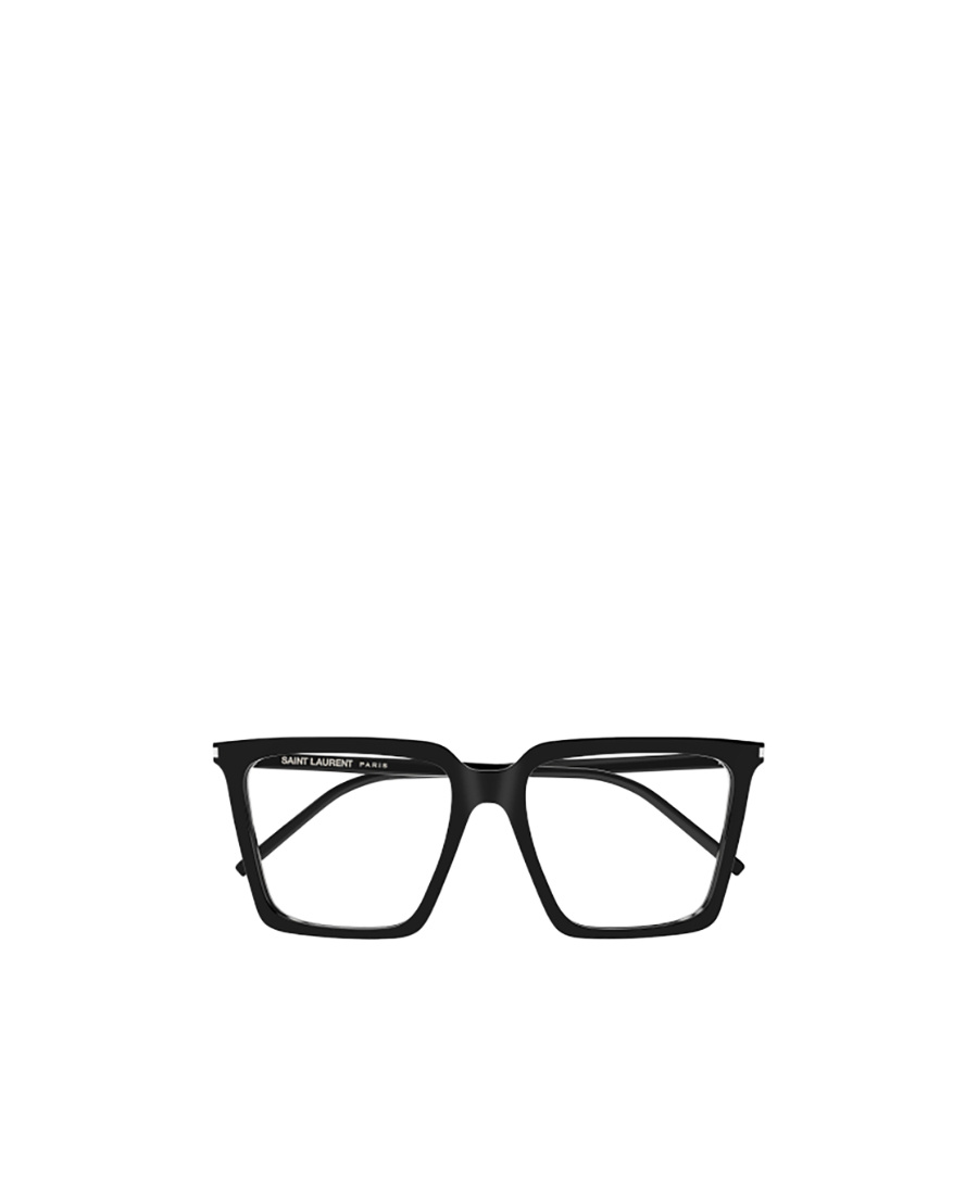Saint Laurent Logo-engraved Square-frame Glasses In Black