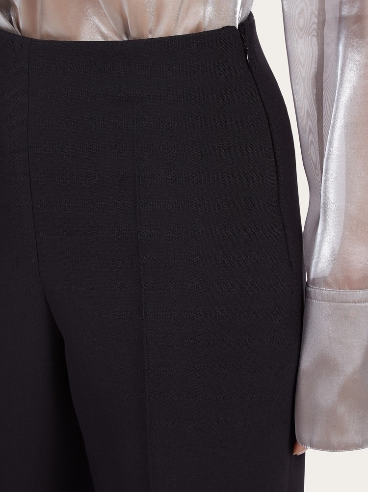 Ferragamo Structured-waist Darted-back Wide-leg High-rise Stretch-crepe Trousers In Black