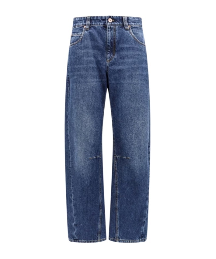 Brunello Cucinelli 'boyfriend' Blue Five Pocket Jeans With Faded Effect In Blue