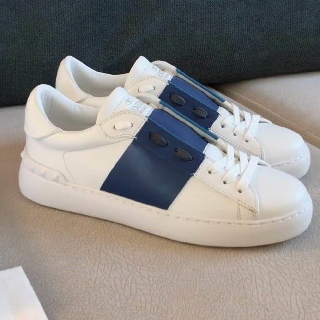 Valentino Garavani Calfskin Open Sneaker In Blue