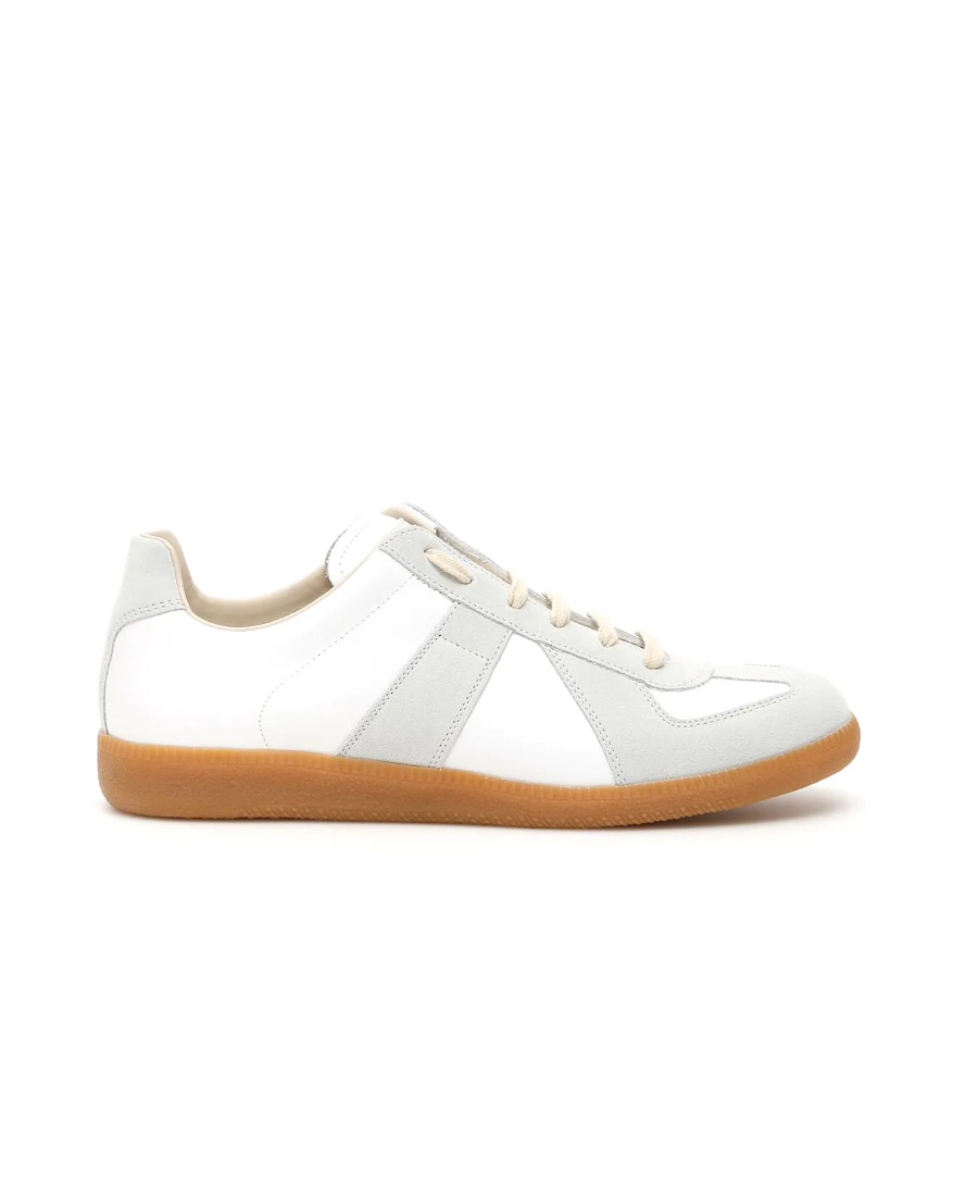 Maison Margiela White Sneakers With Textured Panels And Gum Rubber Sole