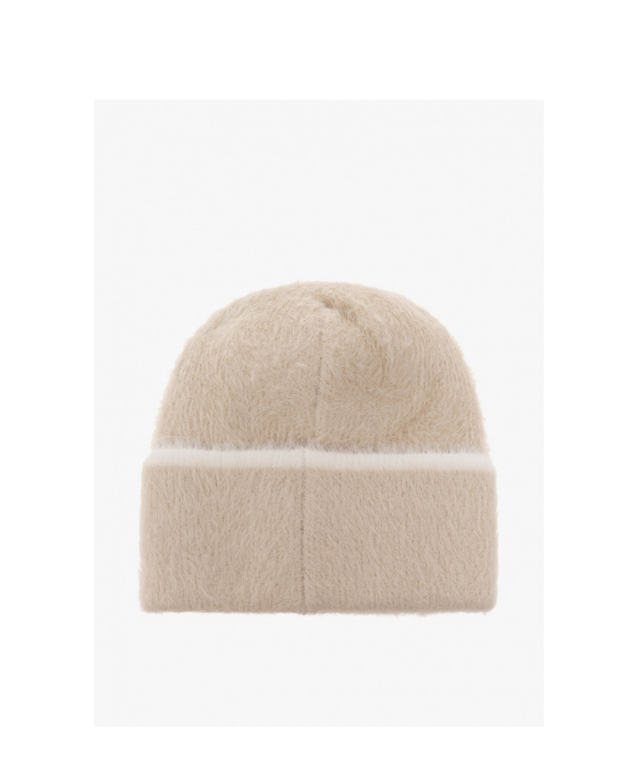 Jacquemus Embroidered-logo Fuzzy-knit Beanie In Nude
