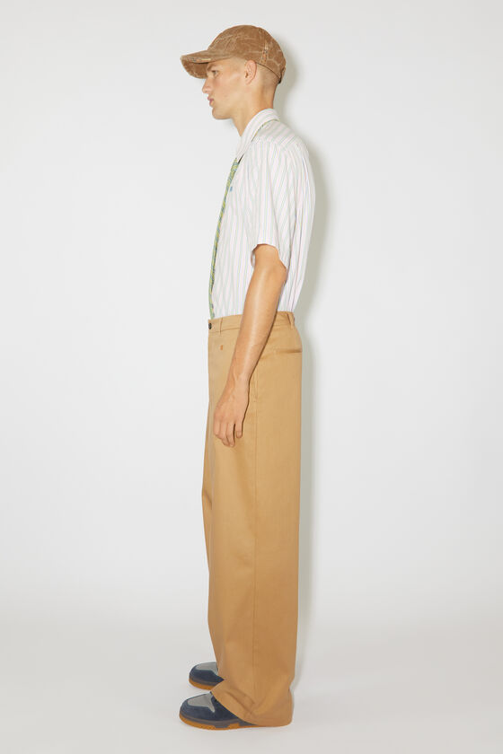 Acne Studios Logo-patch Cotton Straight-leg Trousers In Nude