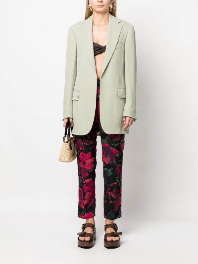 Dries Van Noten Floral Casual Pants In Black