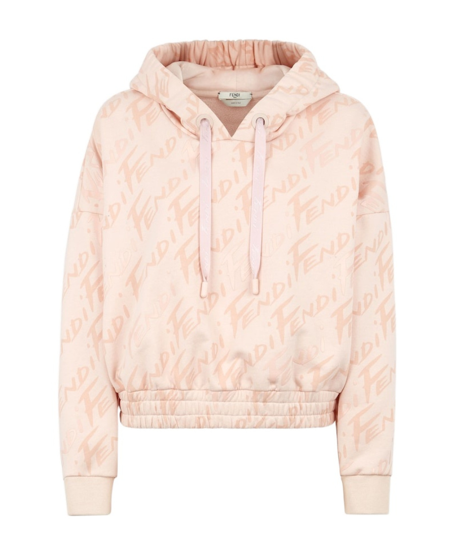 Fendi Elasticated Cotton Hoodie In Pink