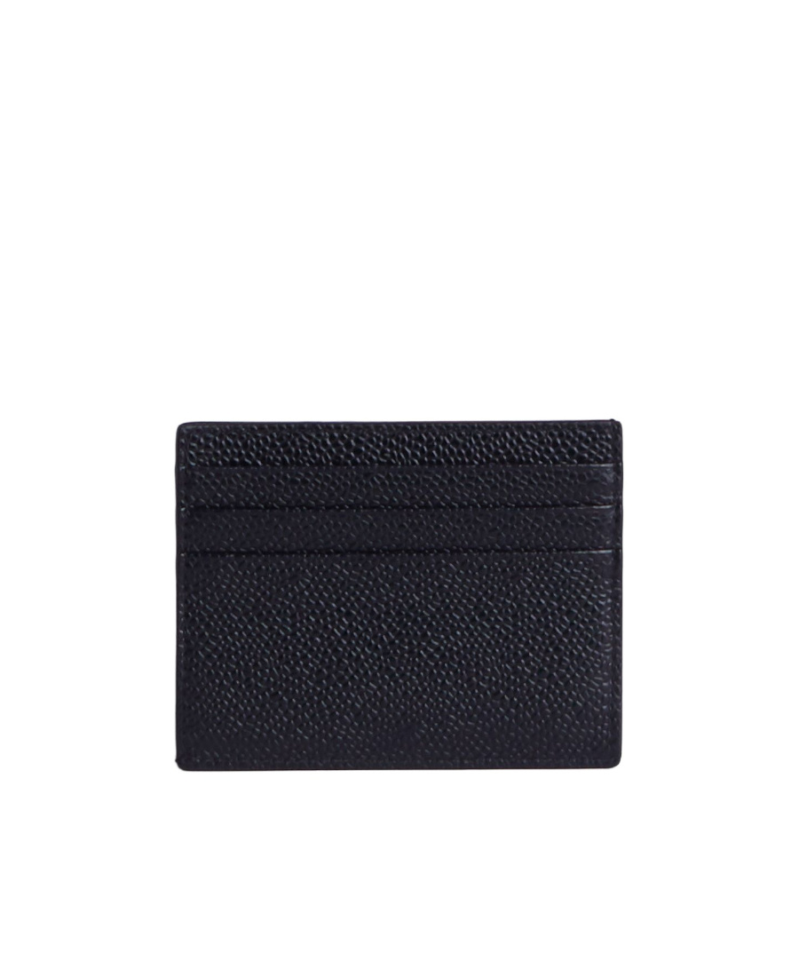 Shop Thom Browne Logo-print 4-bar Leather Cardholder In Black
