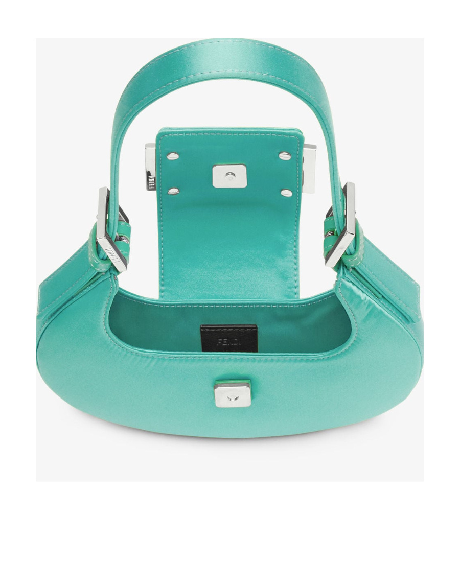 Fendi Mini Cookie Handbag In Satin In Green