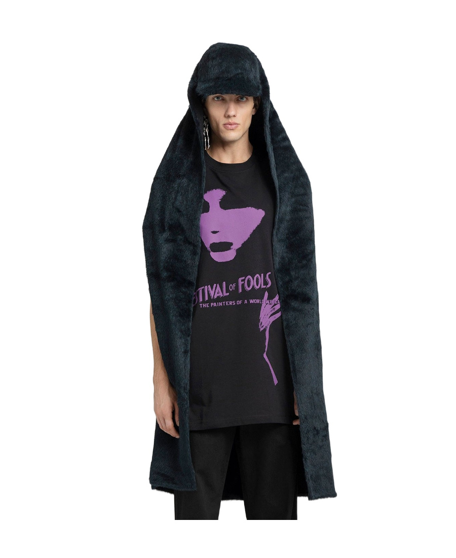 Raf Simons Logo Hooded Cloak In Black
