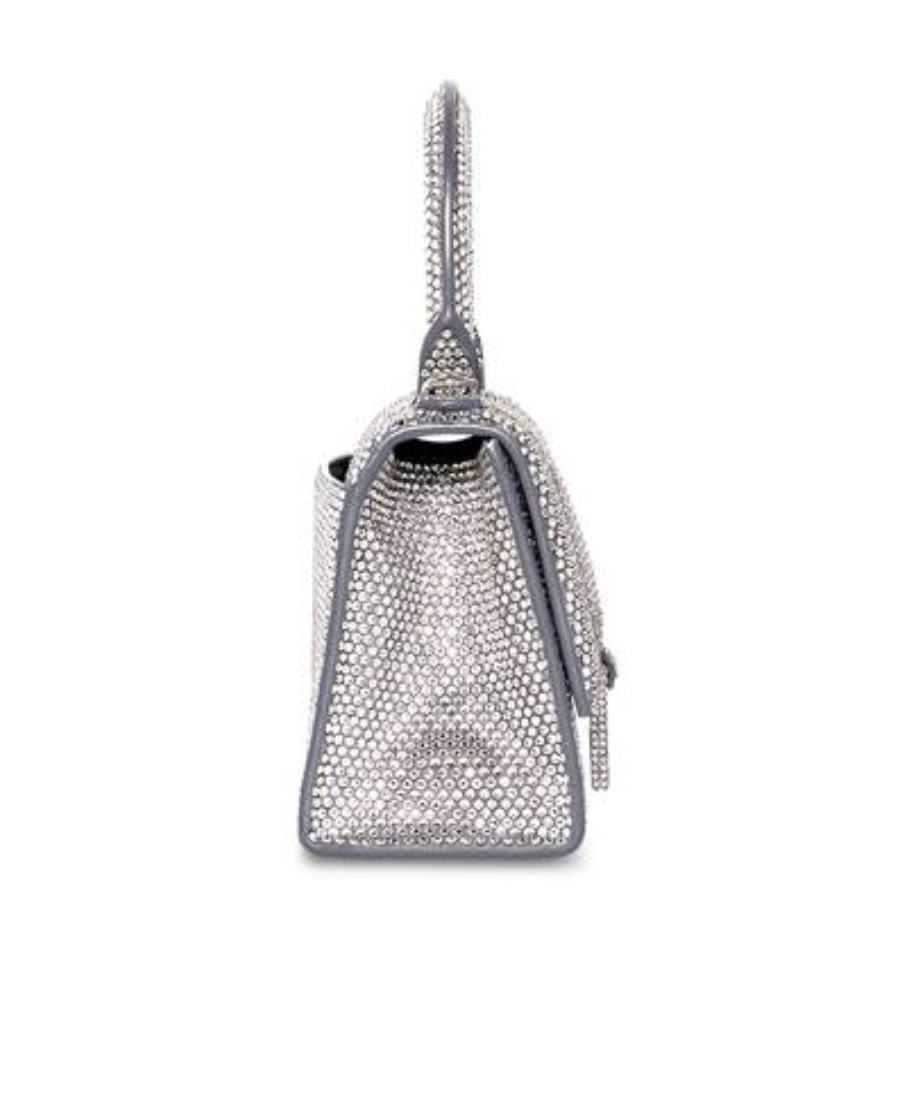 Balenciaga Hourglass Xs Strassed Top-handle Bag In White