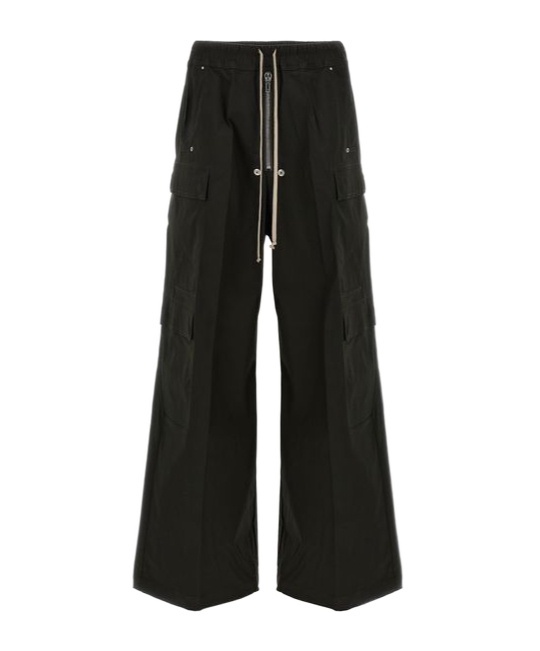 Rick Owens Mens Cargobelas Flared Wide-leg Relaxed-fit Woven Trousers Black In Black