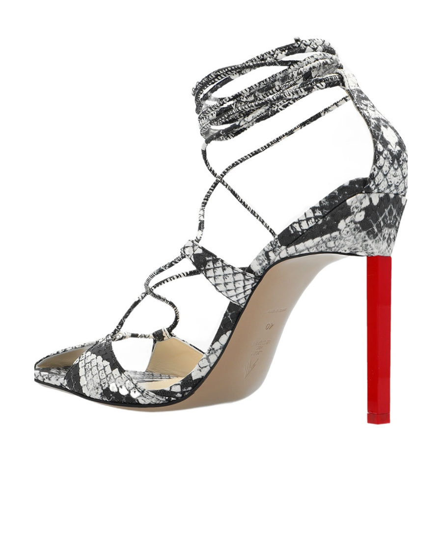 Attico Adele Snakeskin-print Sandals In Black And White Leather Woman In White