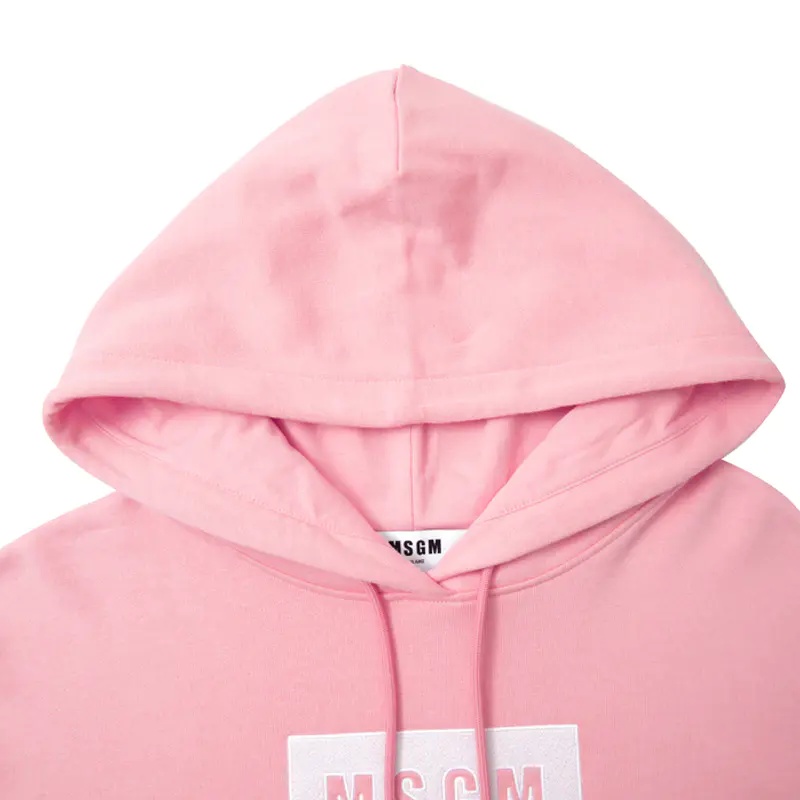 Msgm Logo Printed Hooded Sweater In Pink